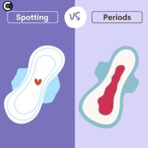 Side-by-side images showing implantation bleeding vs menstrual blood
