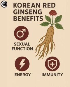 Infographic: Korean red ginseng benefits for sexual function, energy and immunity
