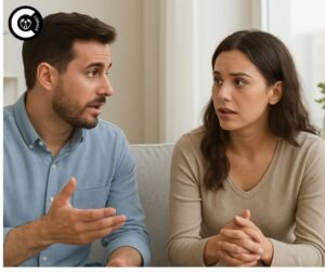 Couple having an open conversation about genital herpes and safe sex practices.