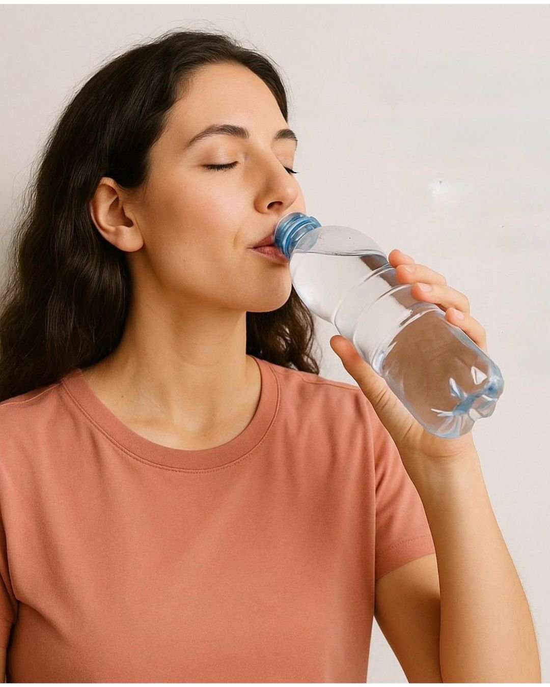 Woman drinking water to stay hydrated and support vaginal pH balance naturally