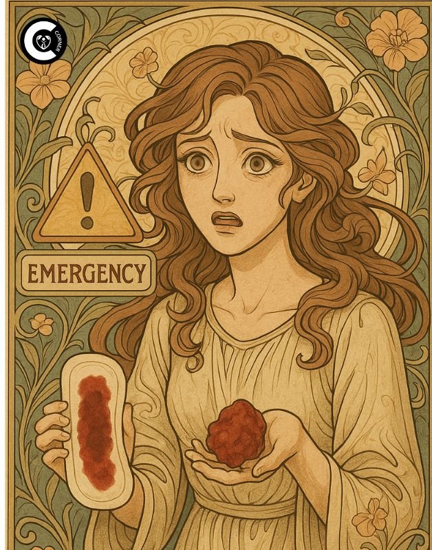 Warning signs for when heavy bleeding after IUD requires emergency care - soaking pads hourly, large clots