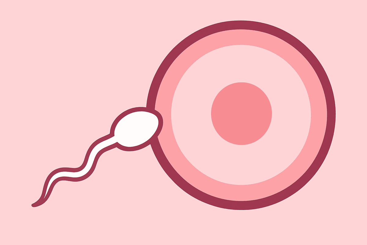 Icon illustrating the concept of conception, with a sperm cell approaching an egg, representing the goal of fertility tracking.